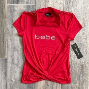 Bebe Red Short Sleeve Tee